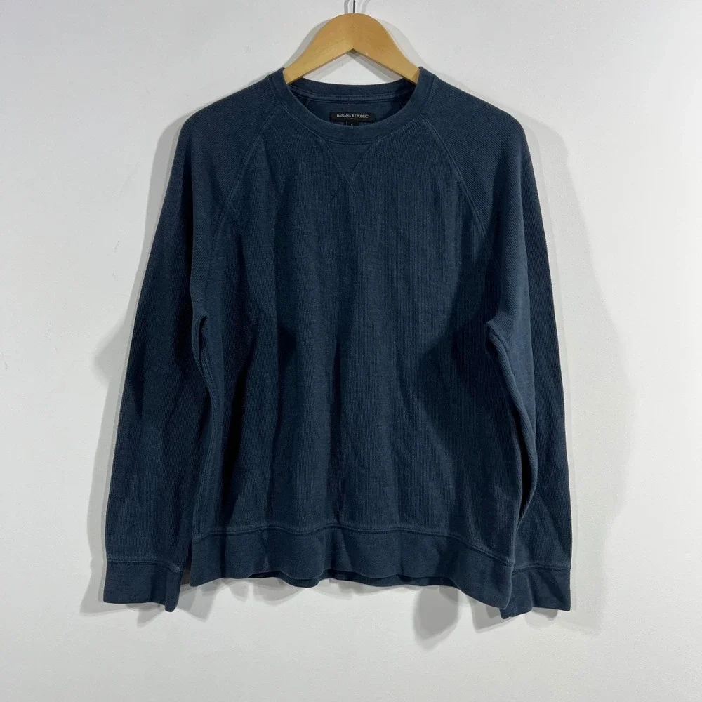 Banana Republic Grunge Thermal Waffle Knit Crewneck Top Mens Large Gorpcore 90s